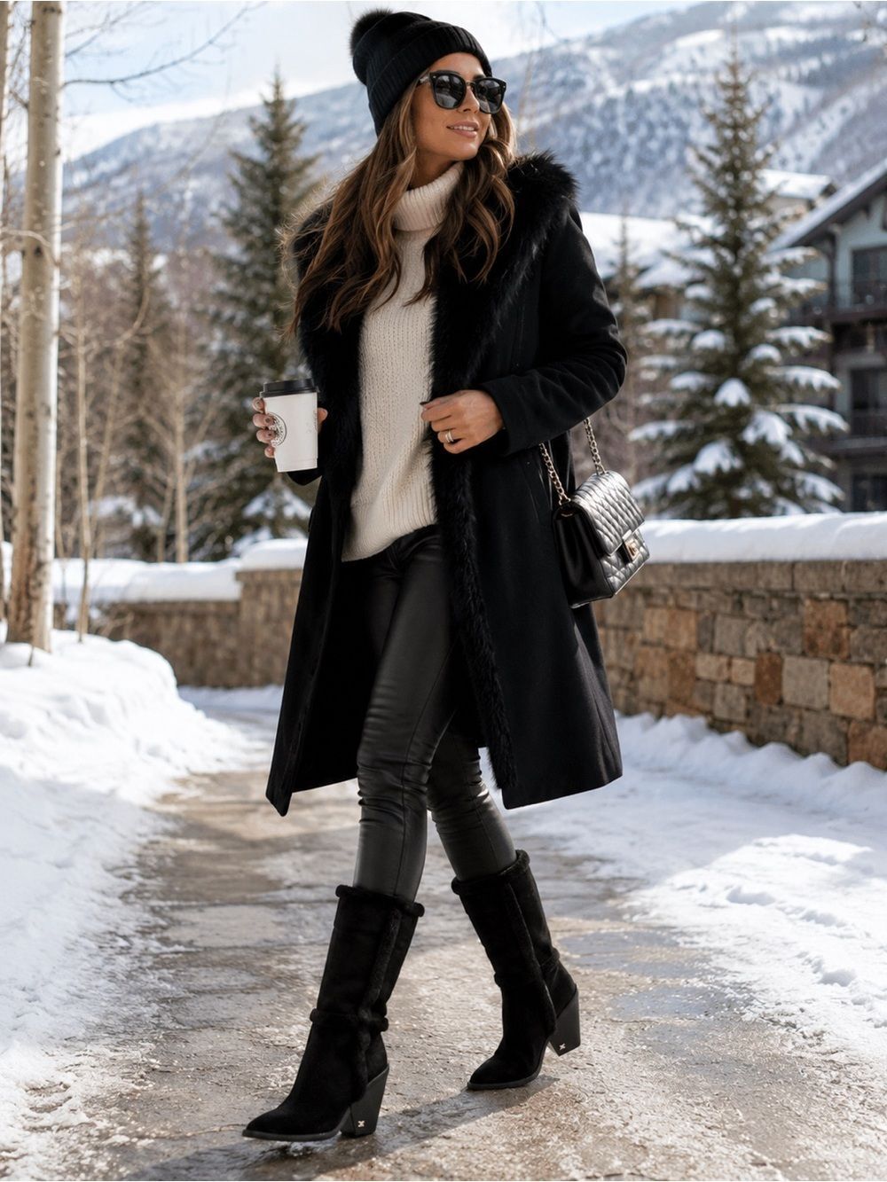 Sam Edelman Ilsa Faux Fur Trim Block Heel Boot Sz 9.5 NWOT